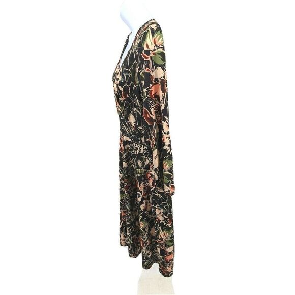 Leona Edmiston Faux Wrap Dress Floral V Neck Belted 3/4 sleeve Australia XS US - Picture 2 of 13